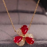 14k Gold 2.07 Ctw Natural Ruby & Diamond Necklace