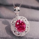 14k Gold 2.33 Ctw Natural Spinel & Diamond Pendant