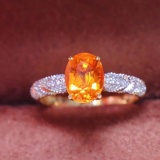 14k Gold 2.32 Ctw Natural Partschinite & Diamond Ring