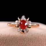 14k Gold 0.41 Ctw Natural Ruby & Diamond Ring