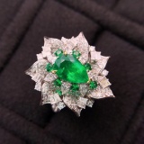14k Gold 2.77 Ctw Vivid Green Natural Emerald & Diamond Ring/pendant