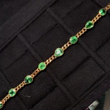 14k Gold 9.45 Ct Vivid Green Natural Tsavorite Bracelet