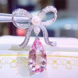 14k Gold 3.8 Ct Natural Morganite & Diamond Pendant