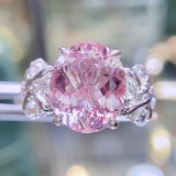 14k Gold 4.97 Ct Natural Morganite & Diamond Ring