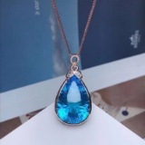 14k Gold 31.10 Ct Natural Topaz & Diamond Pendant