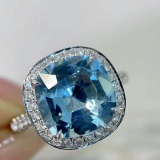14k Gold 4.55 Ctw Natural Aquamarine & Diamond Ring
