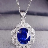14k Gold 1.95 Ctw Natural Sapphire & Diamond Pendant