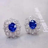 14k Gold 2.12 Ctw Natural Sapphire & Diamond Earrings