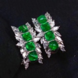 14k Gold 2.1 Ct Vivid Green Natural Emerald Earrings