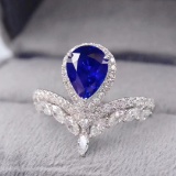 14k Gold 2.14 Ctw Natural Sapphire & Diamond Ring