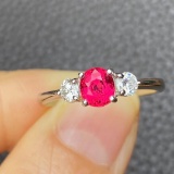 14k Gold 1.00 Ctw Natural Spinel & Diamond Ring