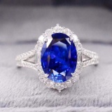 14k Gold 2.85 Ctw Natural Sapphire & Diamond Ring