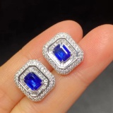 14k Gold 2.63 Ctw Natural Sapphire & Diamond Earrings