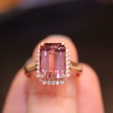 14k Gold 4.86 Ct Natural Tourmaline & Diamond Ring