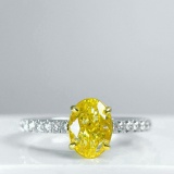 14k Gold 1.36 Ctw Natural Yellow Diamond & Diamond Ring