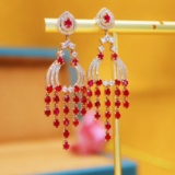14k Gold 5.13 Ctw Natural Ruby & Diamond Earrings