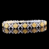 14k Gold 2.79 Ctw Natural Yellow Diamond & Diamond Bracelet
