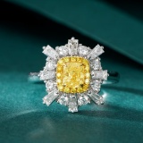 14k Gold 1.98 Ctw Natural Yellow Diamond & Diamond Ring