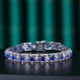 14k Gold 6.65 Ctw Natural Sapphire & Diamond Bracelet