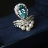 14k Gold 2.36 Ctw Natural Aquamarine & Diamond Ring