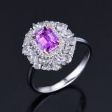 14k Gold 0.98 Ct Natural Sapphire & Sapphire & Diamond Ring