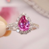14k Gold 1.99 Ctw Natural Padparadscha Sapphire & Diamond Ring