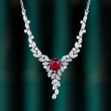 14k Gold 1.28 Ctw Natural Ruby & Diamond Necklace