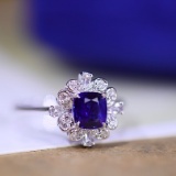 14k Gold 1.28 Ctw Natural Sapphire & Diamond Ring