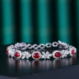 14k Gold 4.10 Ctw Natural Ruby & Diamond Bracelet