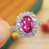 14k Gold 2.03 Ctw Natural Padparadscha Sapphire & Diamond Ring