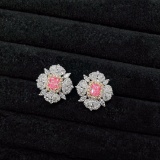 14k Gold 2.11 Ctw Natural Pink Diamond & Diamond Earrings