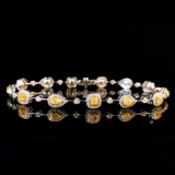 14k Gold 2.33 Ctw Natural Yellow Diamond & Diamond Bracelet