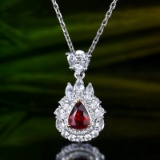 14k Gold 0.76 Ctw Natural Ruby & Diamond Pendant