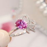 14k Gold 1.31 Ctw Natural Padparadscha Sapphire & Diamond Ring