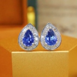 14k Gold 1.64 Ctw Natural Sapphire & Diamond Earrings