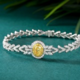 14k Gold 2.80 Ctw Natural Yellow Diamond & Diamond Bracelet