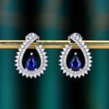 14k Gold 1.77 Ctw Natural Sapphire & Diamond Earrings
