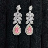 14k Gold 2.58 Ctw Natural Pink Diamond & Diamond Earrings