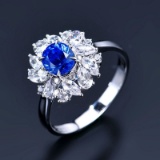 14k Gold 2.21 Ctw Natural Sapphire & Sapphire Ring