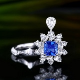 14k Gold 1.56 Ctw Natural Sapphire & Diamond Ring/pendant