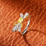 14k Gold 0.51 Ctw Natural Yellow Diamond & Diamond Ring