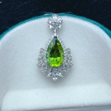 14k Gold 5.03 Ct Natural Tourmaline & Diamond Pendant