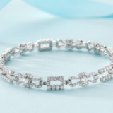 14k Gold 4.11 Ctw Natural H Diamond Bracelet