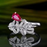 14k Gold 0.67 Ctw Natural Ruby & Diamond Ring
