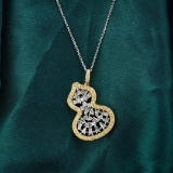 14k Gold 0.89 Ctw Natural Yellow Diamond & Diamond Pendant