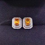 14k Gold 1.84 Ctw Natural Sapphire & Diamond Earrings