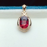 14k Gold 3.3 Ct Natural Tourmaline & Diamond Pendant
