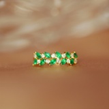14k Gold 0.86 Ctw Vivid Green Natural Emerald & Diamond Ring