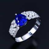 14k Gold 1.66 Ctw Natural Sapphire & Diamond Ring