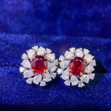 14k Gold 1.84 Ctw Natural Ruby & Diamond Earrings